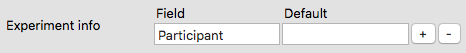 Experiment info with the 'Participant' field.