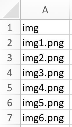 Screenshot of the input file showing the `img` column.
